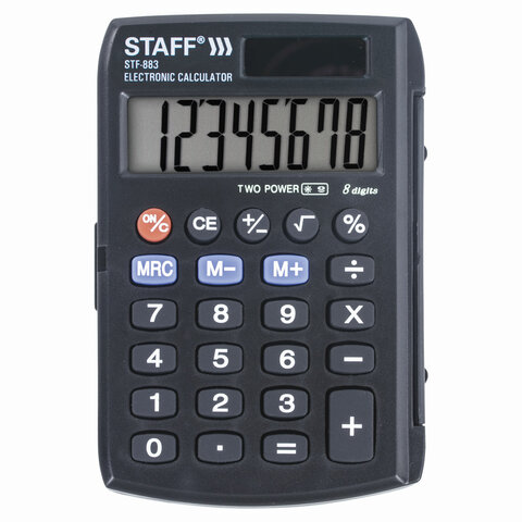 Калькулятор STAFF карманный STF-883, 8 разрядов, двойное питание, 95х62мм