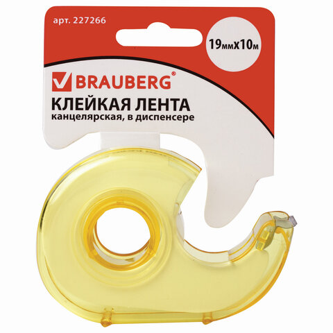 Клейкая лента в диспенсере (лимонный) 19мм*10м, BRAUBERG