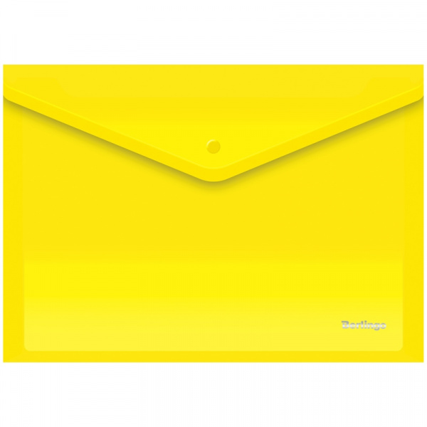 Папка-конверт на кнопке Berlingo, А4, 180мкм, желтая