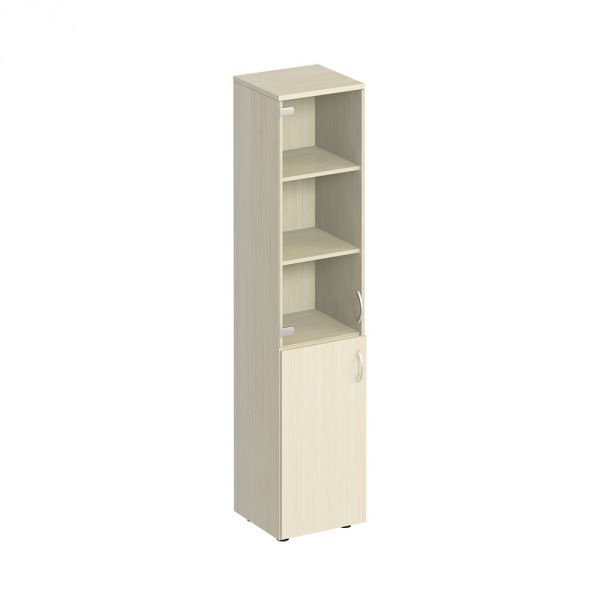Шкаф для документов узкий со стеклом 40x38x200 К 381 дуб шамони Комфорт