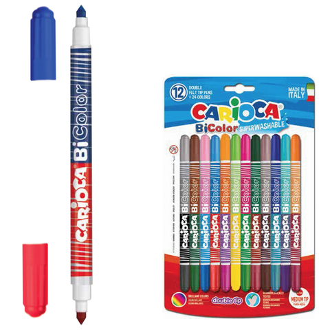 Фломастеры двухстороние CARIOCA "Bi-color" (Италия), 12 шт., (24 цвета), супер смываемые, вентилируе Фломастеры двухстороние CARIOCA "Bi-color" (Италия), 12 шт., (24 цвета), супер смываемые, вентилируе