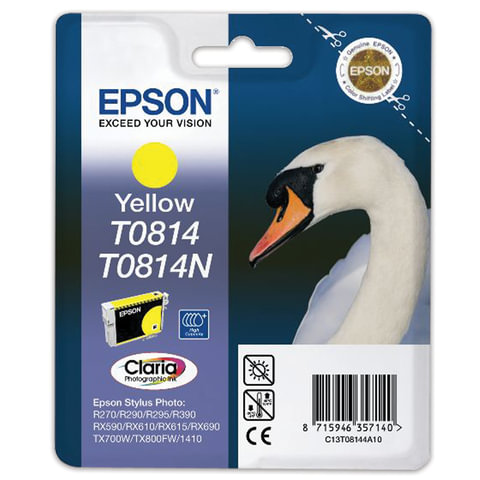 Картридж струйный EPSON (C13T11144A10) Stylus TX650/T50/R270/R390/ RX590, желтый, ориг.