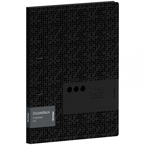Папка на 2 кольц Berlingo "DoubleBlack" 24мм 600мкм, черн, с внутр. карманом, с рисун RB4_2D701