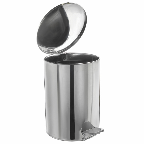 Ведро для мусора с педалью, УСИЛЕННОЕ, ТИТАН, 20л, кольцо под мешок, нерж. сталь, хром, ш/к 88334