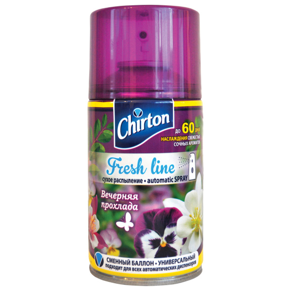 Сменный баллон 250 мл, CHIRTON "Вечерняя прохлада", для автоматических освежителей, универсальный, с
