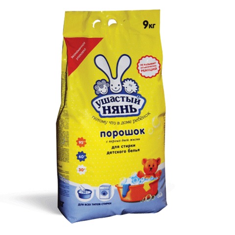 Стиральный порошок УШАСТЫЙ НЯНЬ для всех типов стирки 9кг, 01016