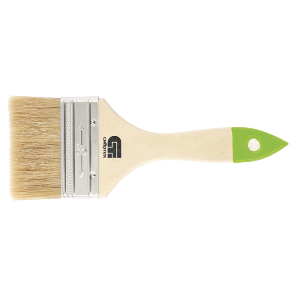 Кисть плоская 3" (75 мм), натуральная щетина, деревянная ручка, 
