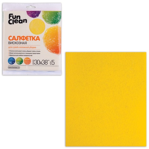 Салфетки универсальные FUN CLEAN, КОМПЛЕКТ 5шт., вискоза, 30х38см, 6806