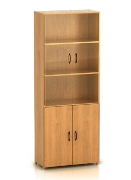 Шкаф высокий со стеклом (740х390х2002) (ШФ14+ДФ11*2+ФС01*2+ДФ13*2)