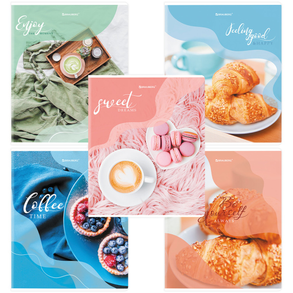 Тетрадь 48л. клетка BRAUBERG скоба, матовая ламинация, выб. лак, Sweets (микс в спайке)