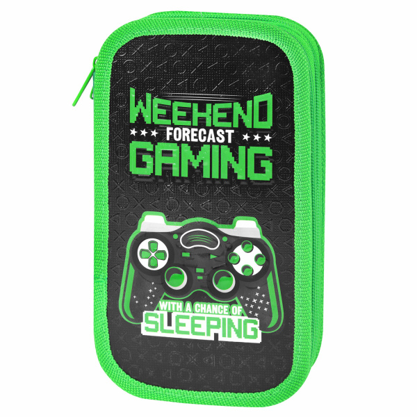 Пенал ЮНЛАНДИЯ, 2 отделения, ламинированный картон, конгрев, 19х11 см, Gaming, 272294