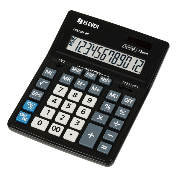 Калькулятор настольный Eleven Business Line CDB1201-BK, 12 разрядов, двойное питание, 155*205*35мм,  Калькулятор настольный Eleven Business Line CDB1201-BK, 12 разрядов, двойное питание, 155*205*35мм,