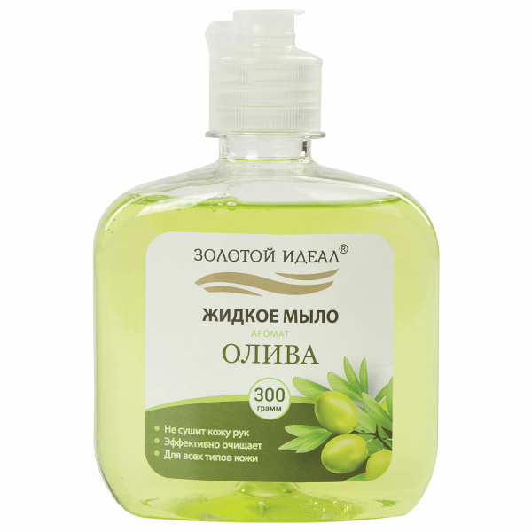 Мыло жидкое 300мл ЗОЛОТОЙ ИДЕАЛ "Олива", флип топ