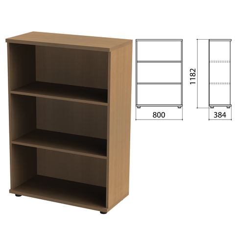 Шкаф (стеллаж) "Эко/Этюд", 768х370х1226 мм, 2 полки, орех, 908841-190 